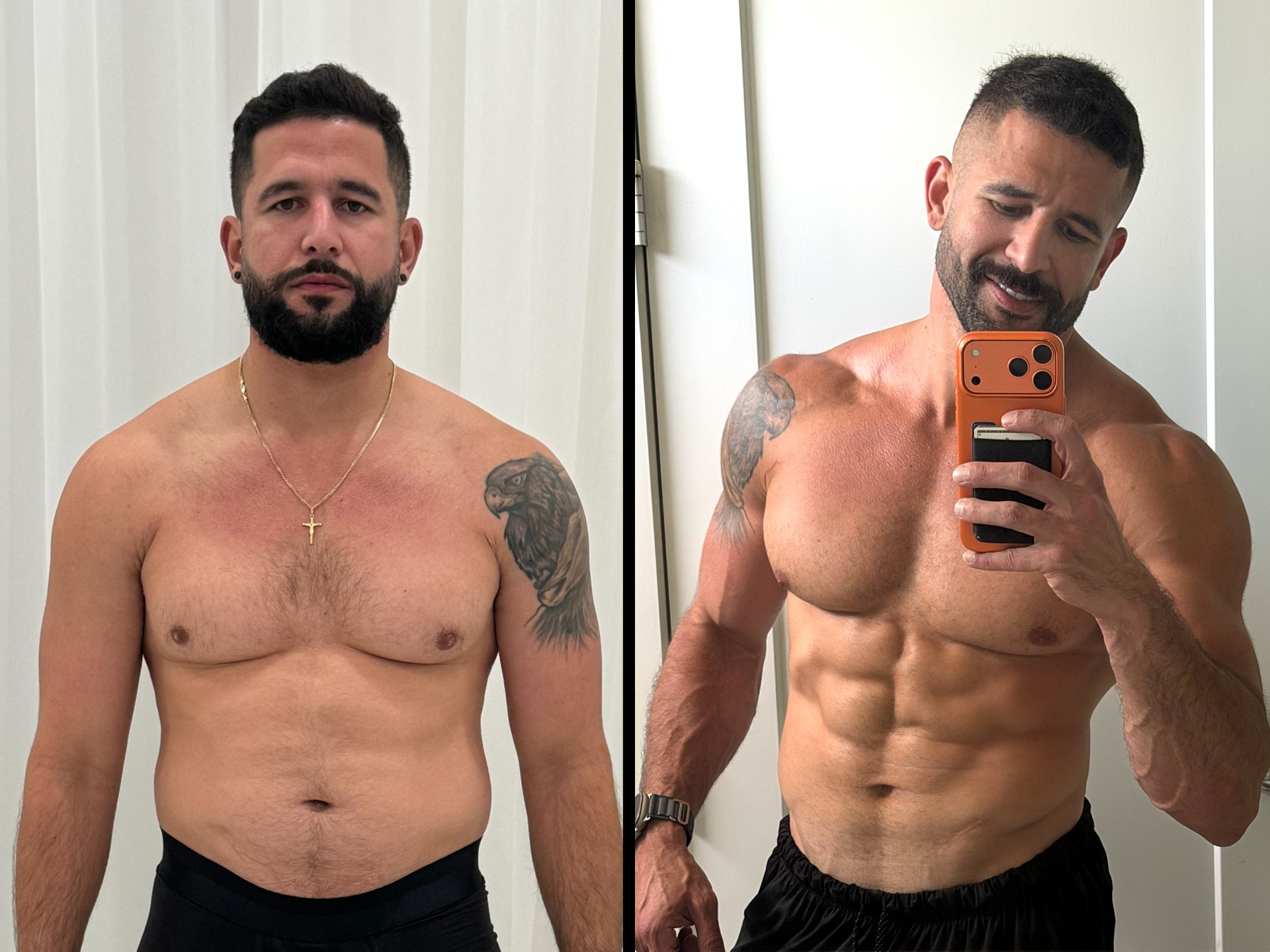 Gabriel Fernández mostrando su propia transformación física